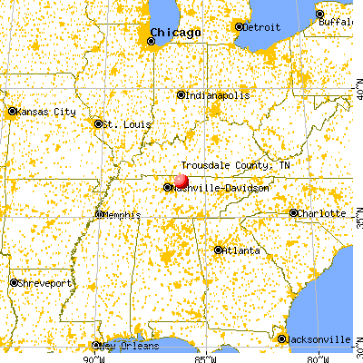 Trousdale County, TN map from a distance