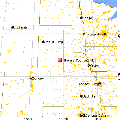 Thomas County, NE map from a distance