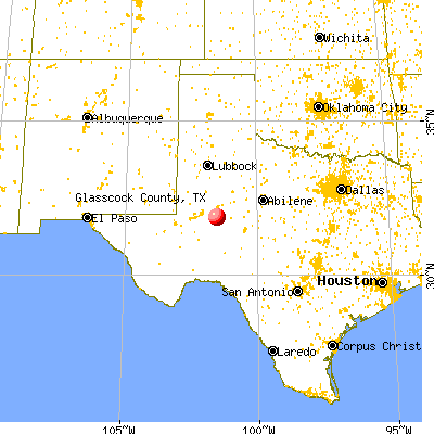 Glasscock County, TX map from a distance