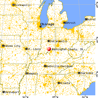 Washington County, IN map from a distance
