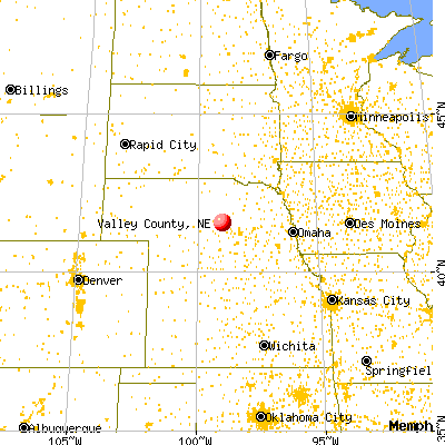 Valley County, NE map from a distance