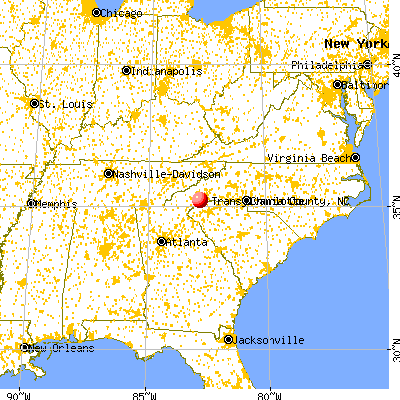 Transylvania County, NC map from a distance