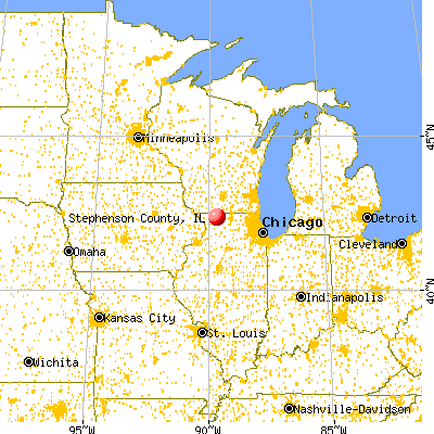 Stephenson County, IL map from a distance