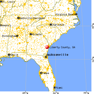 Liberty County, GA map from a distance