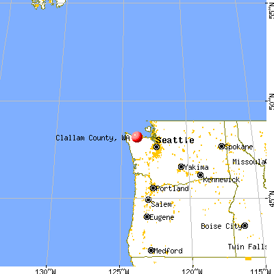 Clallam County, WA map from a distance
