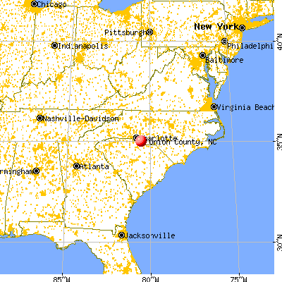 Union County, NC map from a distance