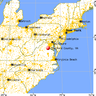 Stafford County, VA map from a distance