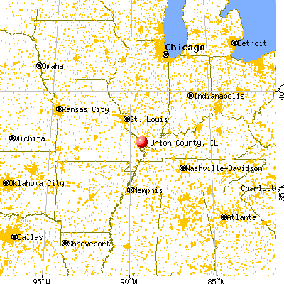 Union County, IL map from a distance