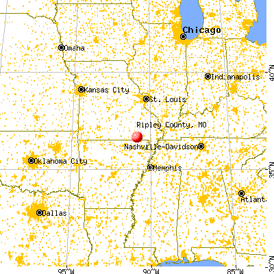 Ripley County, MO map from a distance