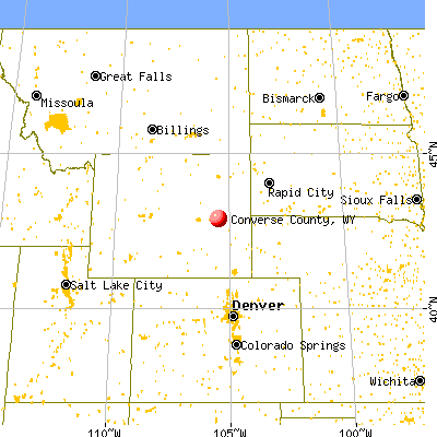 Converse County, WY map from a distance