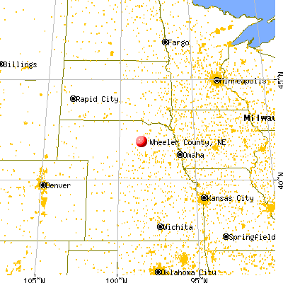 Wheeler County, NE map from a distance