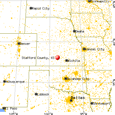Stafford County, KS map from a distance