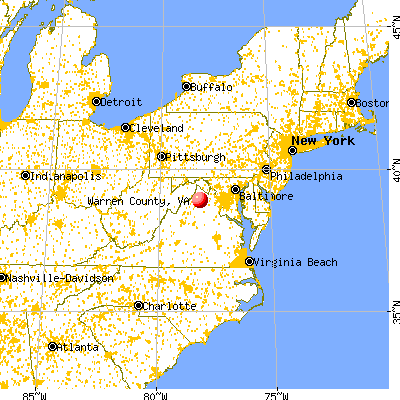 Warren County, VA map from a distance