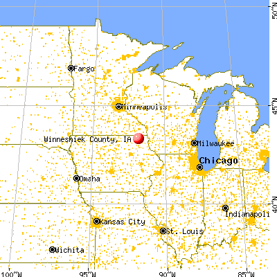 Winneshiek County, IA map from a distance