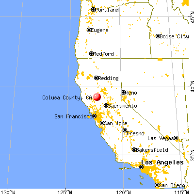 Colusa County, CA map from a distance