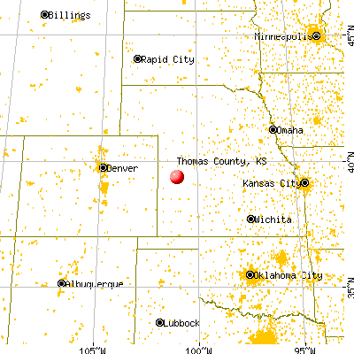 Thomas County, KS map from a distance