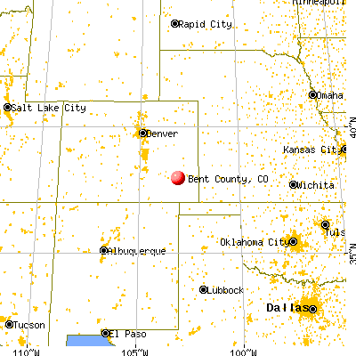 Bent County, CO map from a distance