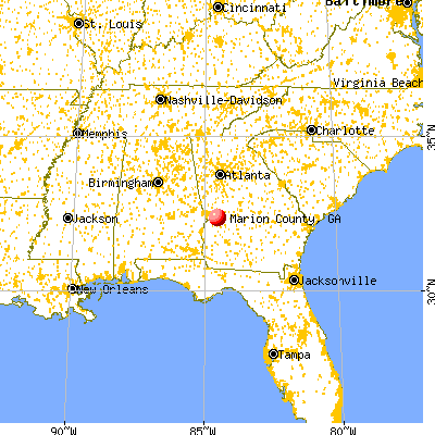 Marion County, GA map from a distance