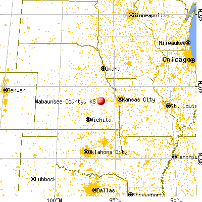 Wabaunsee County, KS map from a distance