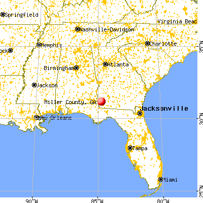 Miller County, GA map from a distance