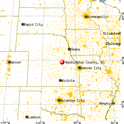 Washington County, KS map from a distance