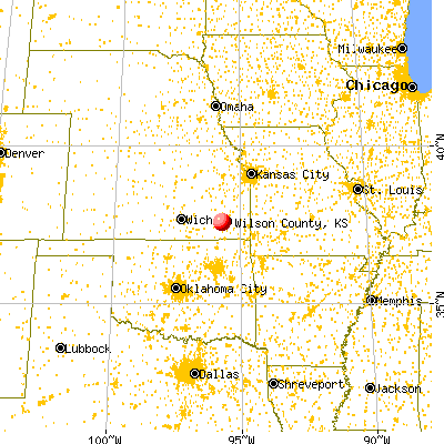 Wilson County, KS map from a distance