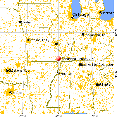 Stoddard County, MO map from a distance