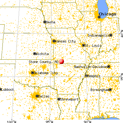Stone County, MO map from a distance
