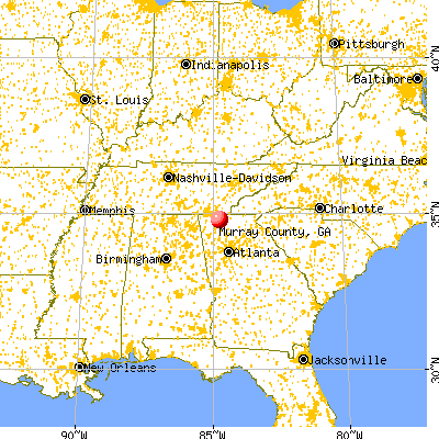 Murray County, GA map from a distance