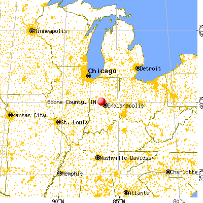 Boone County, IN map from a distance