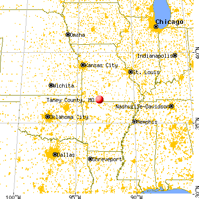 Taney County, MO map from a distance