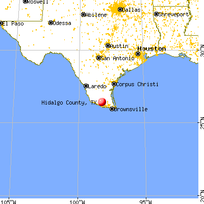 Hidalgo County, TX map from a distance