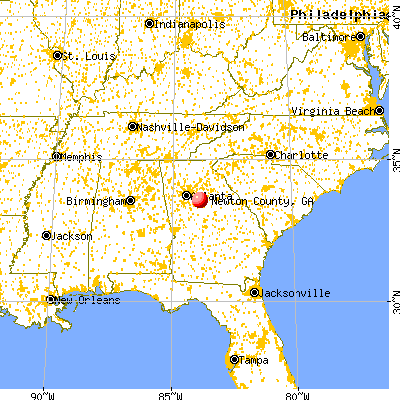 Newton County, GA map from a distance