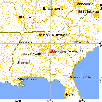 Paulding County, GA map from a distance