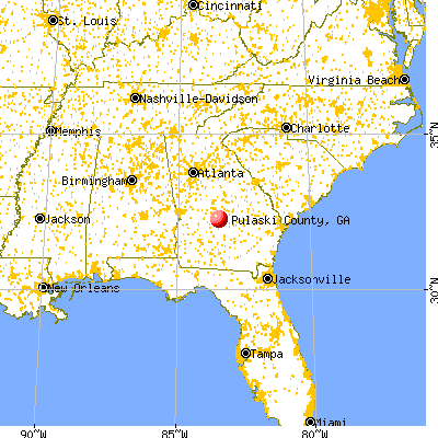 Pulaski County, GA map from a distance
