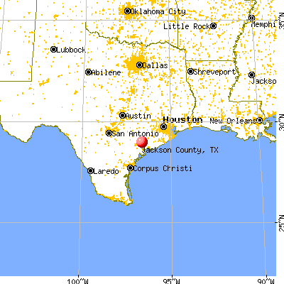 Jackson County, TX map from a distance