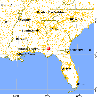 Seminole County, GA map from a distance