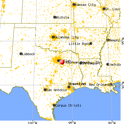 Kaufman County, TX map from a distance