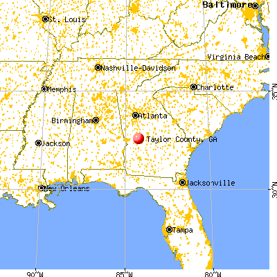 Taylor County, GA map from a distance