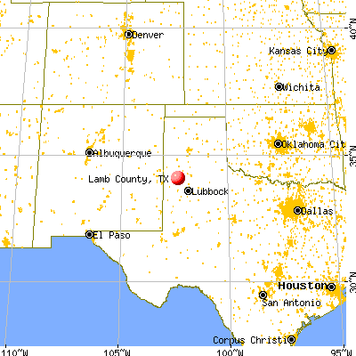 Lamb County, TX map from a distance