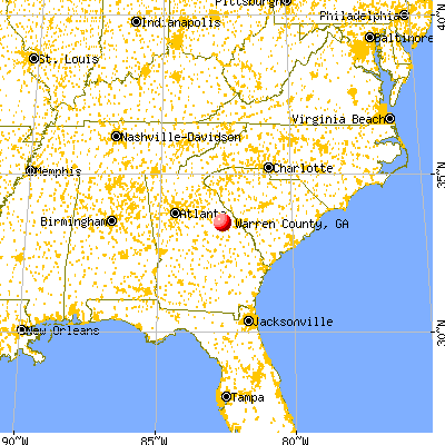 Warren County, GA map from a distance