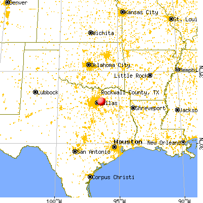 Rockwall County, TX map from a distance