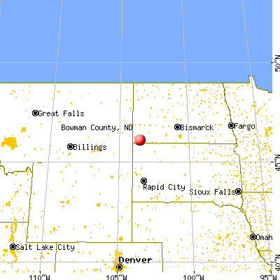 Bowman County, ND map from a distance