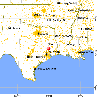 San Jacinto County, TX map from a distance