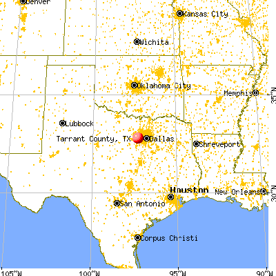 Tarrant County, TX map from a distance