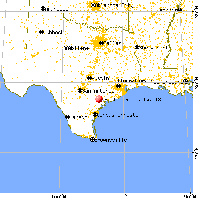 Victoria County, TX map from a distance