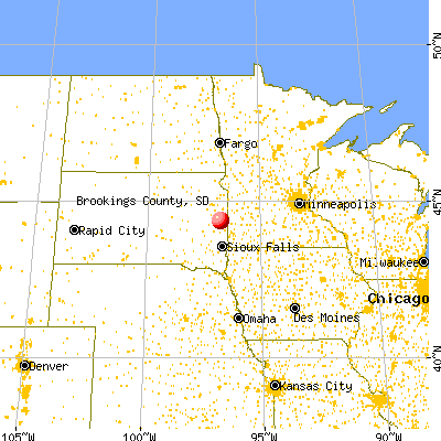 Brookings County, SD map from a distance