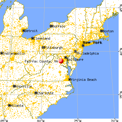 Fairfax city, VA map from a distance