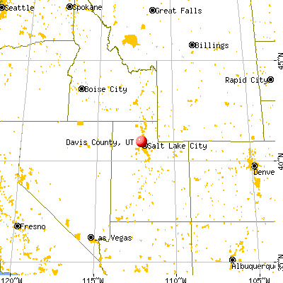 Davis County, UT map from a distance