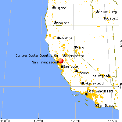 Contra Costa County, CA map from a distance